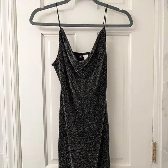H&M | Dresses | Black Glitter Fitted Dress | Poshmark
